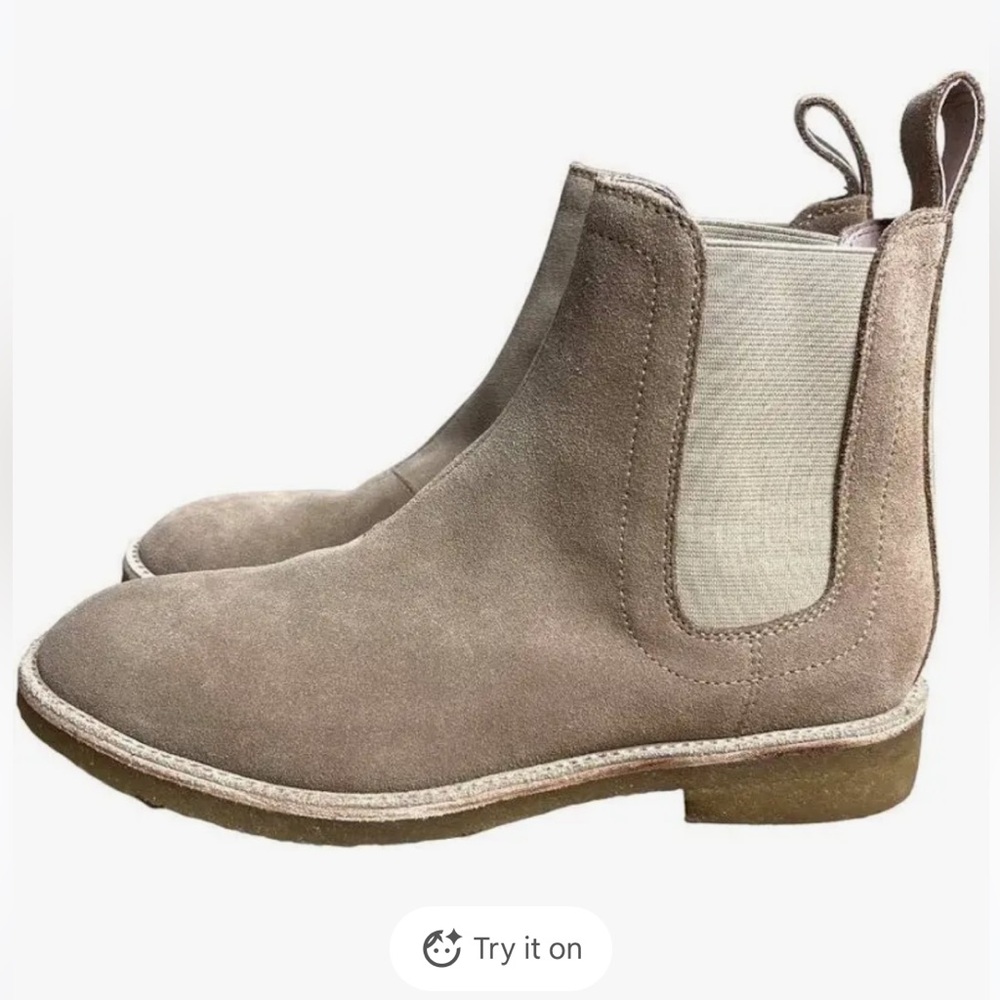 CIVIL REGIME  Men's Cream Leather‎ Crepe Sole Unit Chelsea Boots